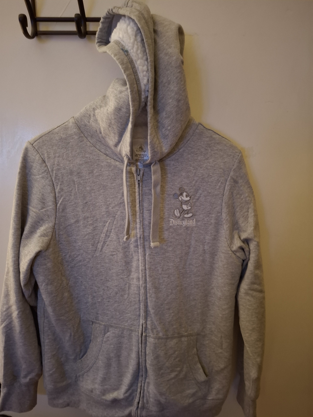 Walt Disney World Full Zip Sherpa Hoodie Embroidered Mickey Mouse Medium